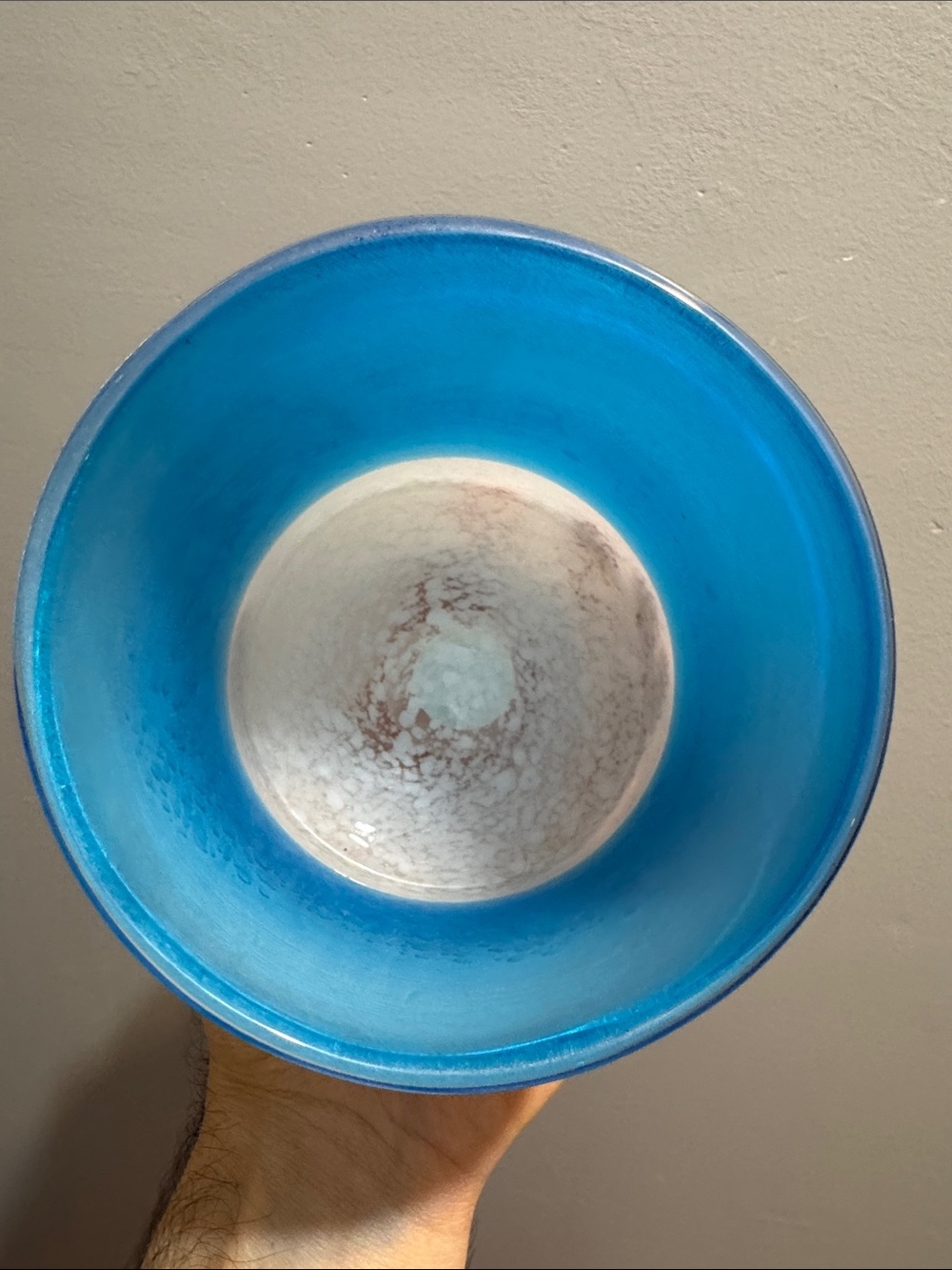 teleflora frosted,hand-blown,art glass vase/Blue Skies Color Frost Art cylinder - Picture 4 of 9